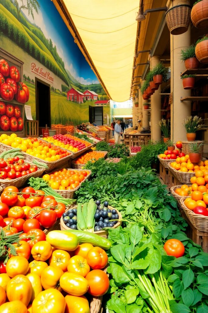 A Vibrant Fruit and Vegetable Market – free AI stock image