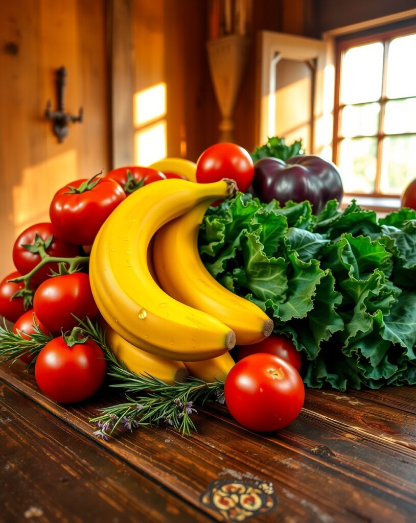 Vibrant Fruits and Vegetables Blessings – free AI stock image
