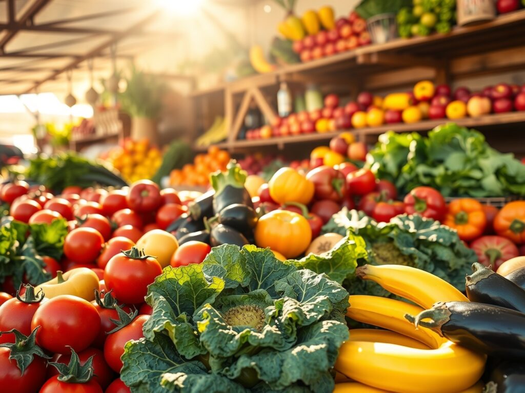 Vibrant Fruits and Vegetables Displaying Health – free AI stock image