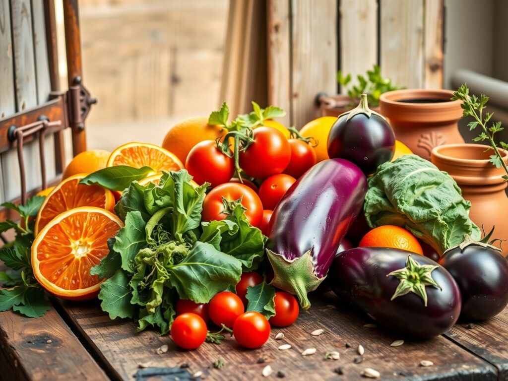Vibrant Fruits and Vegetables Embracing Health – free AI stock image