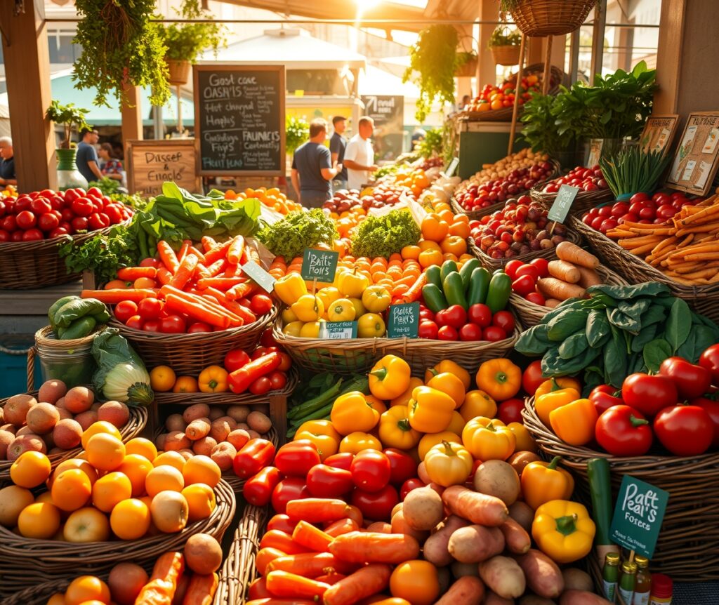 Vibrant Fruits and Vegetables for Health – free AI stock image
