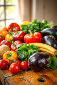 Vibrant Fruits and Vegetables for Health – free AI stock image