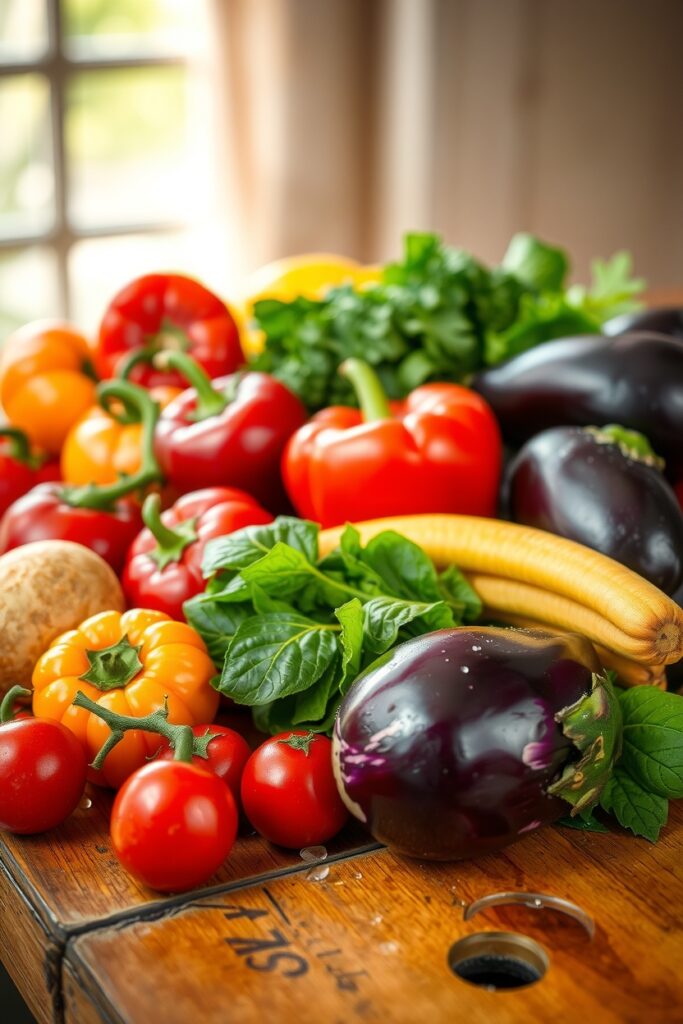 Vibrant Fruits and Vegetables for Health – free AI stock image