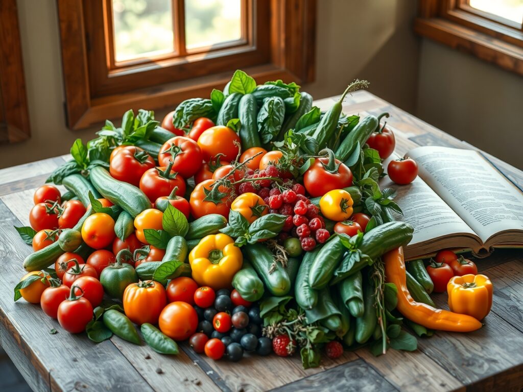 Vibrant Fruits and Vegetables for Health – free AI stock image