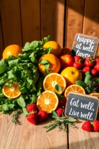Vibrant Fruits and Vegetables for Health – free AI stock image
