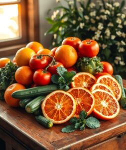 Vibrant Fruits and Vegetables for Health – free AI stock image