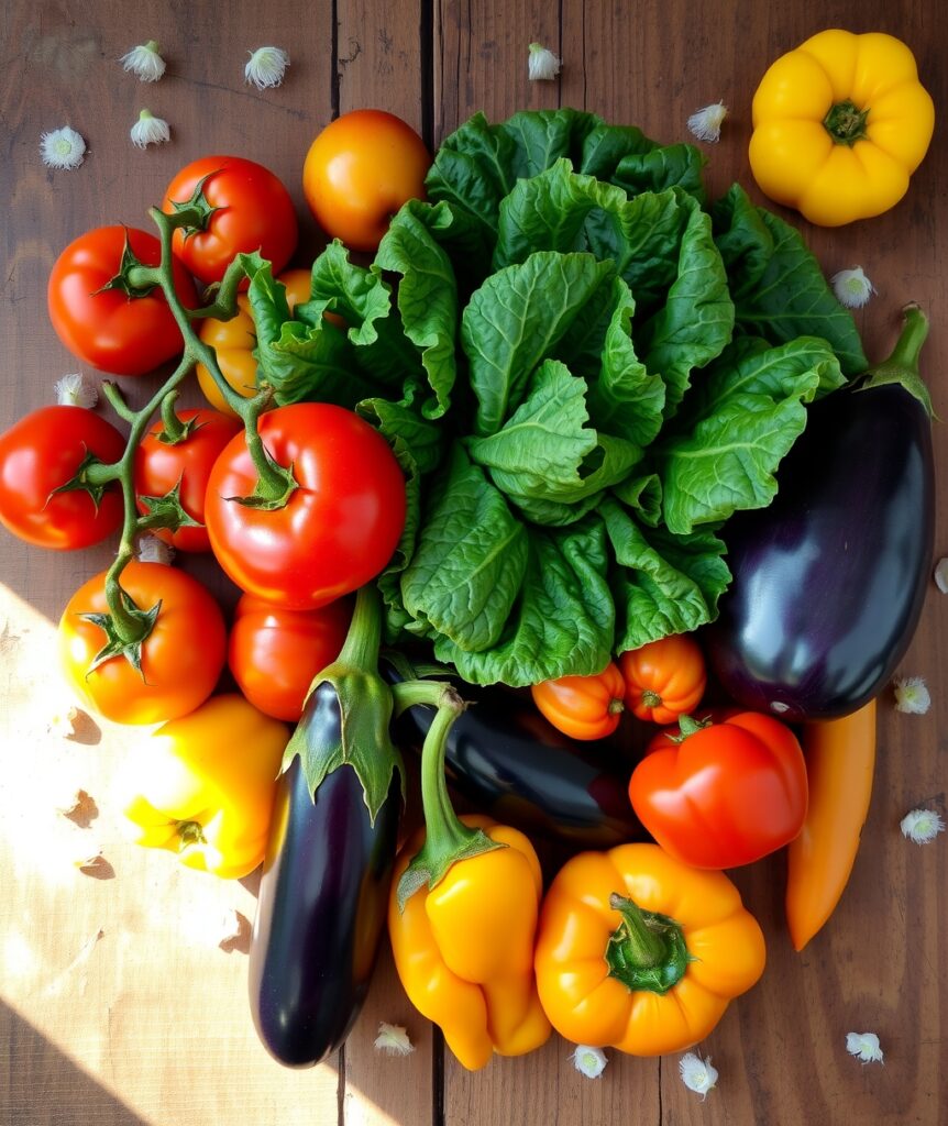 Vibrant Fruits and Vegetables for Health – free AI stock image