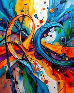 Vibrant Fusion of Shapes and Colors – free AI stock image