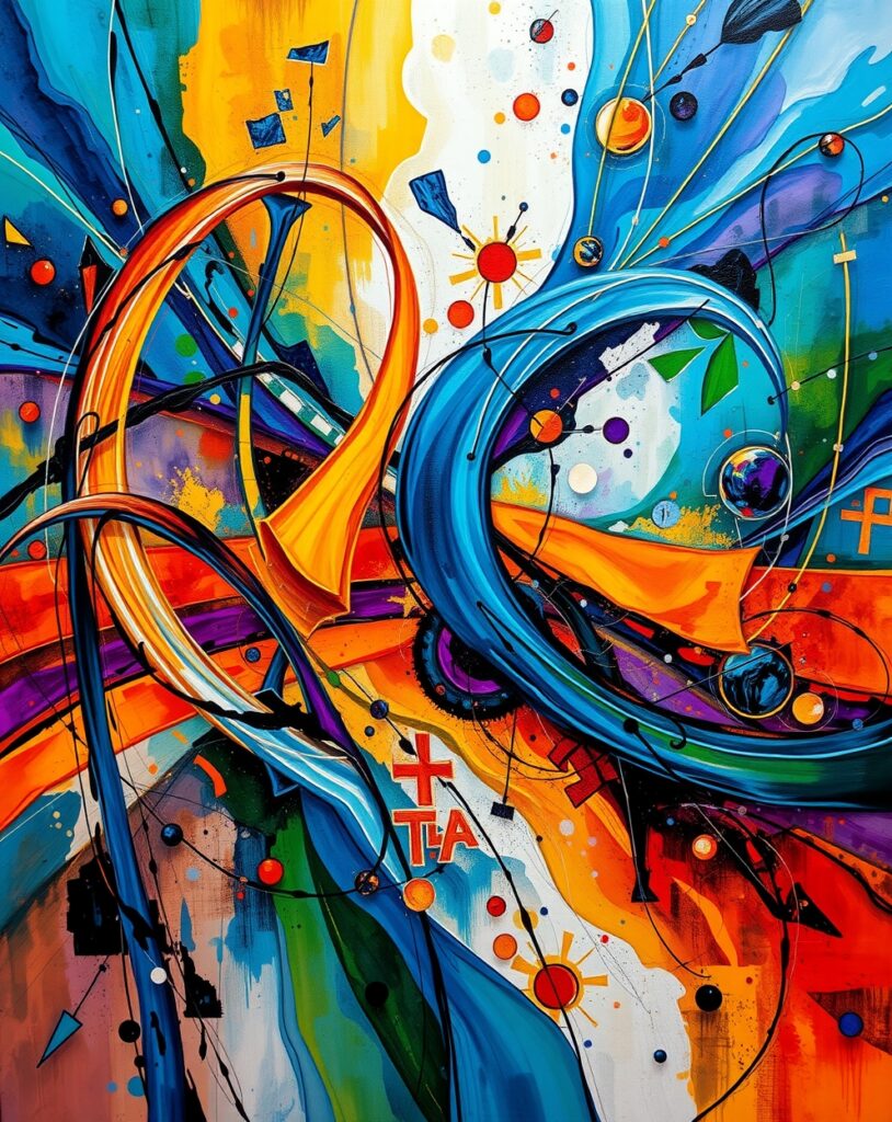 Vibrant Fusion of Shapes and Colors – free AI stock image