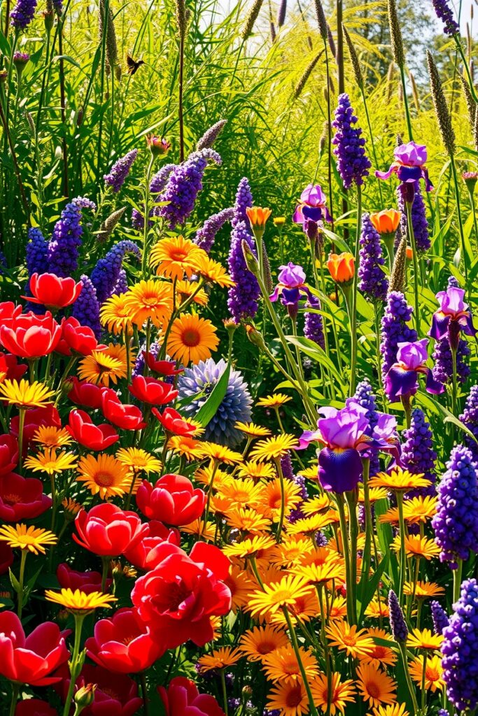 A Vibrant Garden Abloom with Colorful Flowers – free AI stock image