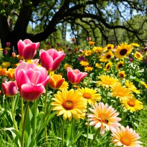 A Vibrant Garden of Blooming Flowers – free AI stock image