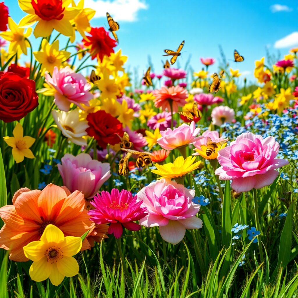 Vibrant Garden Blooms in Full Blossom – free AI stock image
