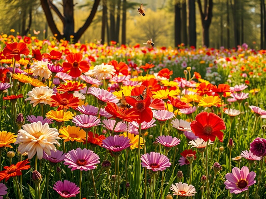 Vibrant Garden Blooms in Spring Sunshine – free AI stock image