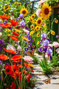 Vibrant Garden Blooms Under the Sunlight – free AI stock image