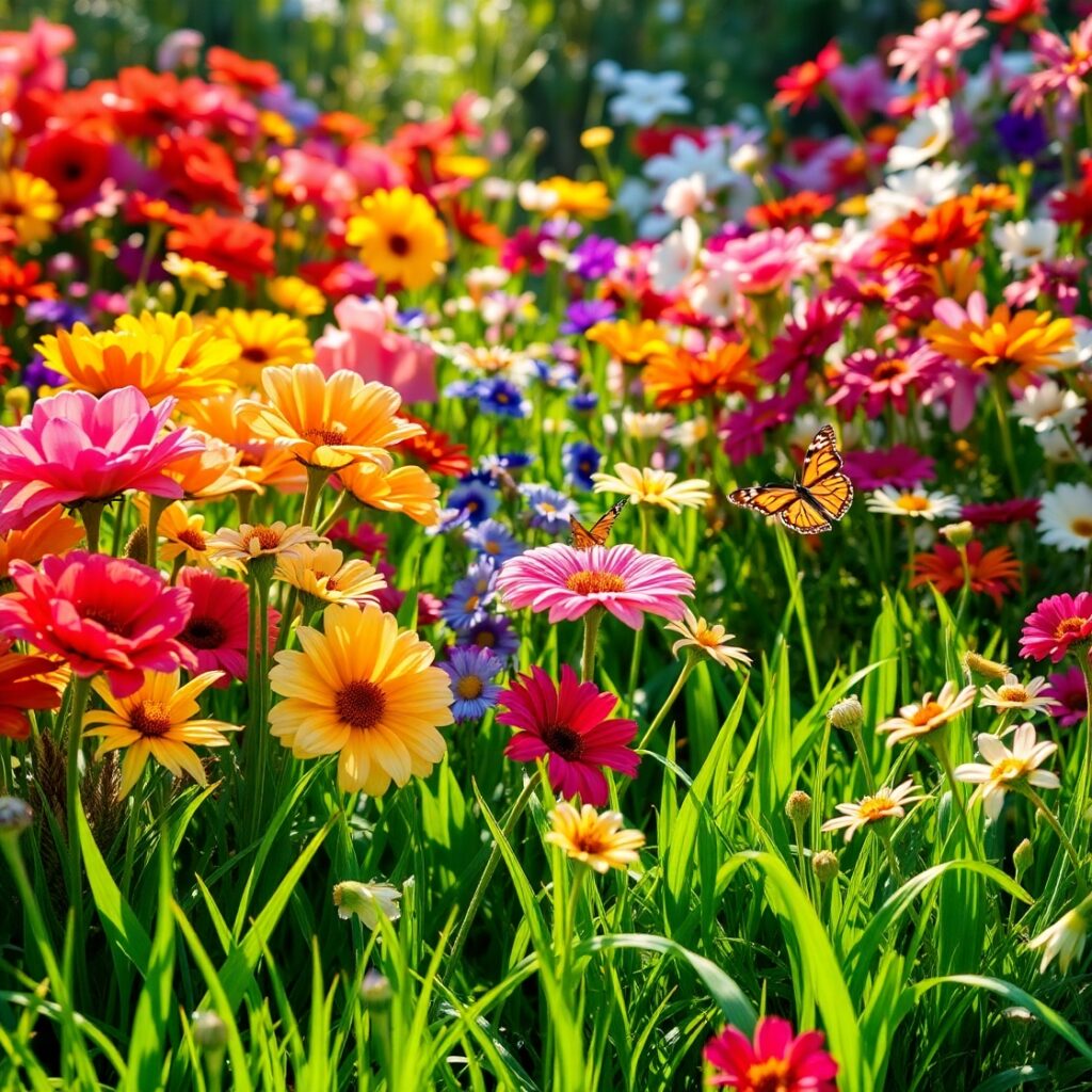 Vibrant Garden Blossoms in Full Bloom – free AI stock image
