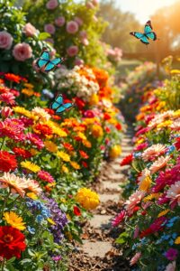 Vibrant Garden Filled with Blooming Flowers – free AI stock image