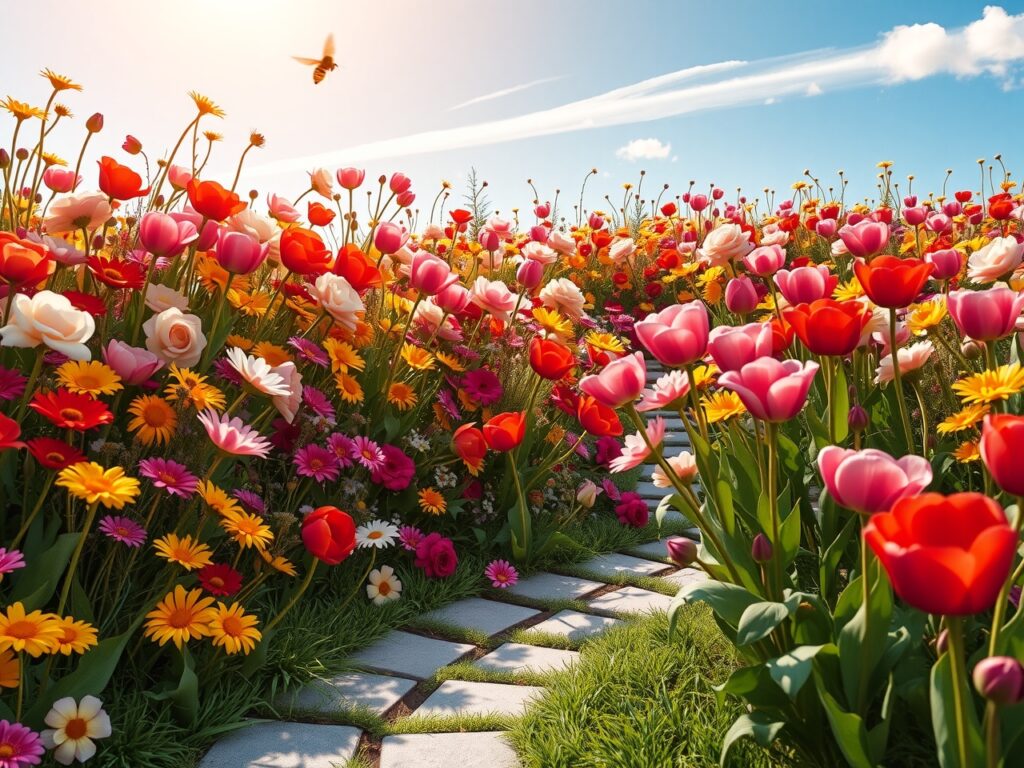 A Vibrant Garden Filled with Colorful Blooms – free AI stock image