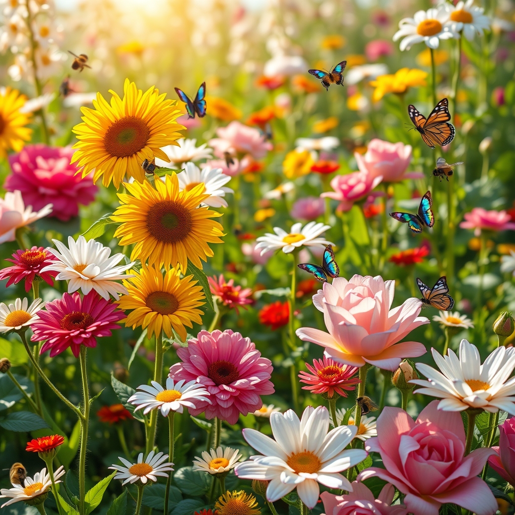Vibrant Garden Full of Colorful Blooms – free AI stock image