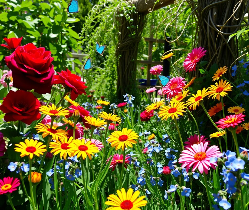 Vibrant Garden Full of Colorful Flowers – free AI stock image