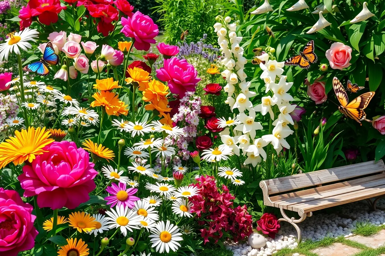 A Vibrant Garden Full of Colorful Flowers