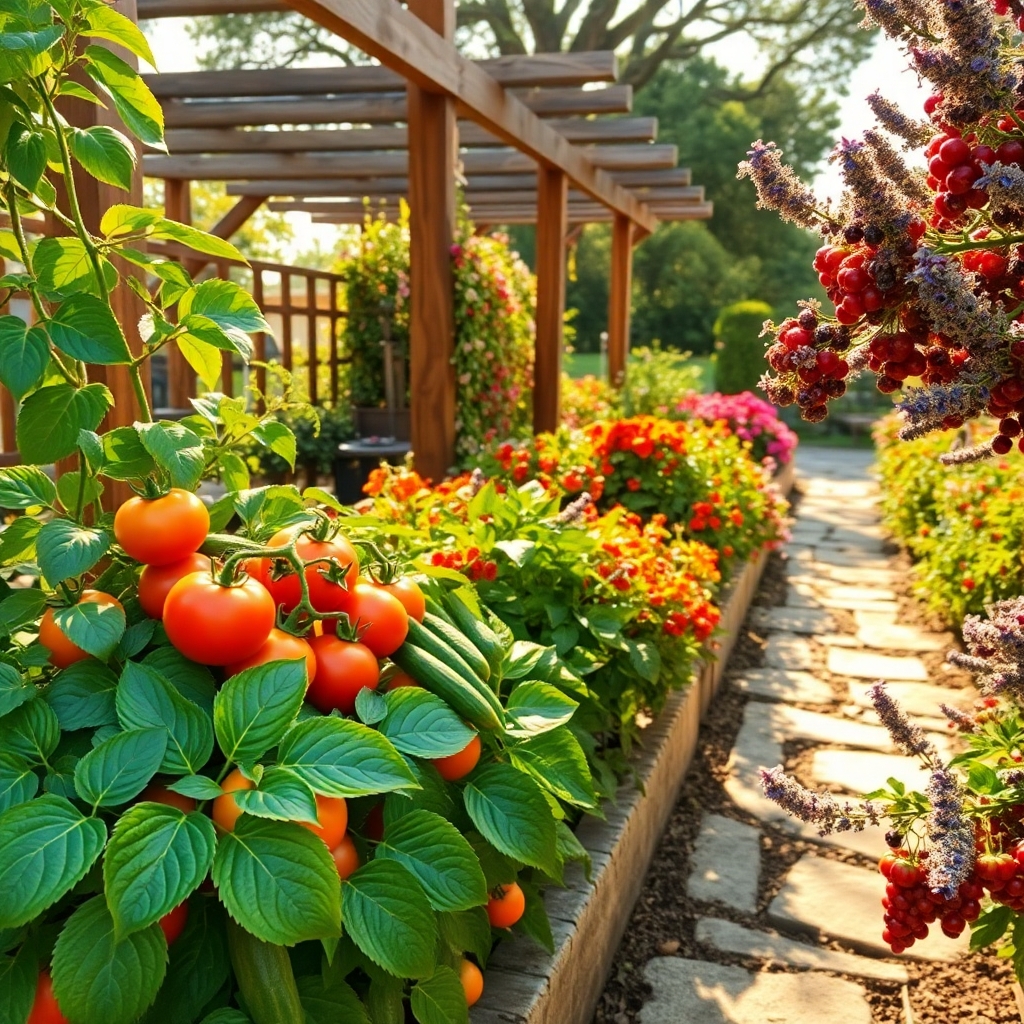 A Vibrant Garden of Healthy Fruits and Vegetables – free AI stock image