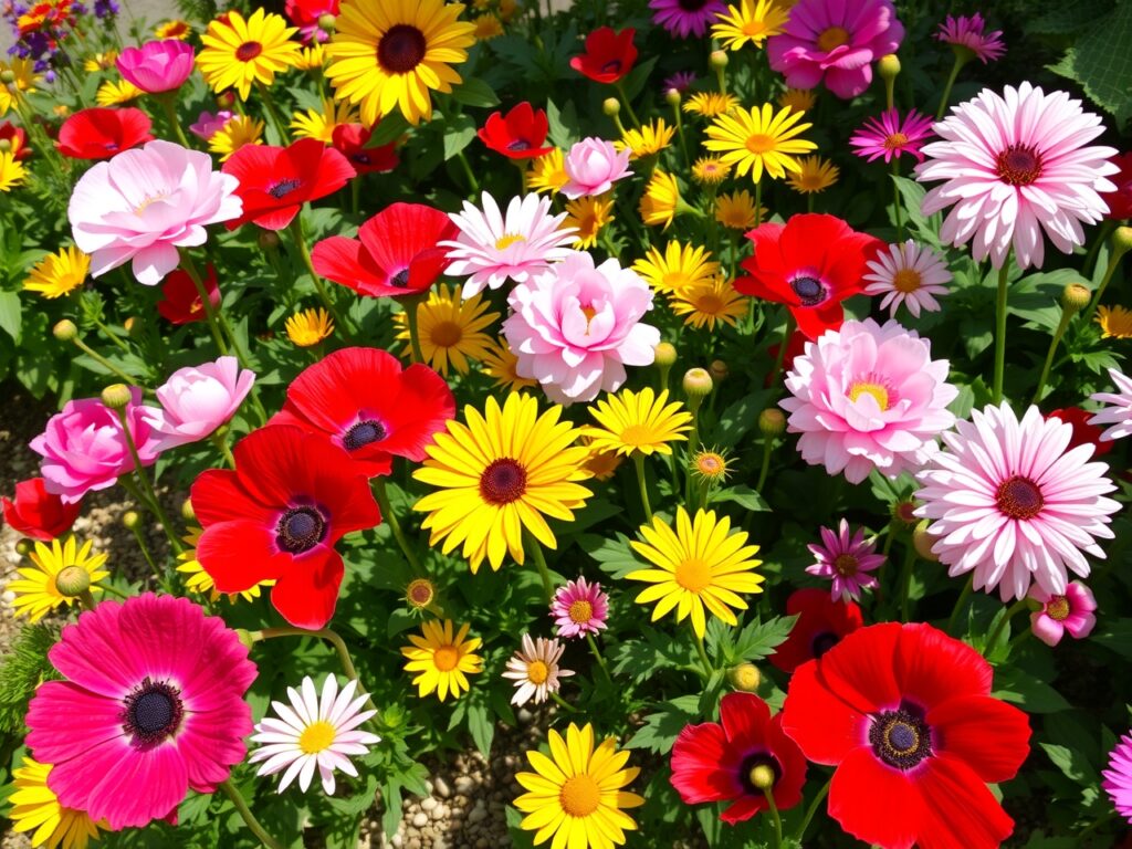 Vibrant Garden of Blooming Flowers – free AI stock image