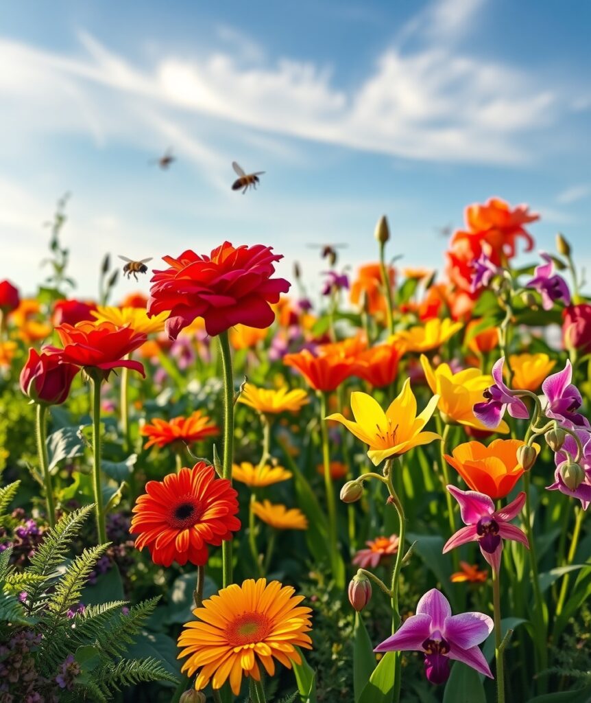 Vibrant Garden of Blooming Flowers – free AI stock image