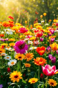 Vibrant Garden of Blossoming Flowers – free AI stock image