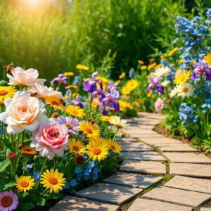 Vibrant Garden of Blossoming Flowers – free AI stock image