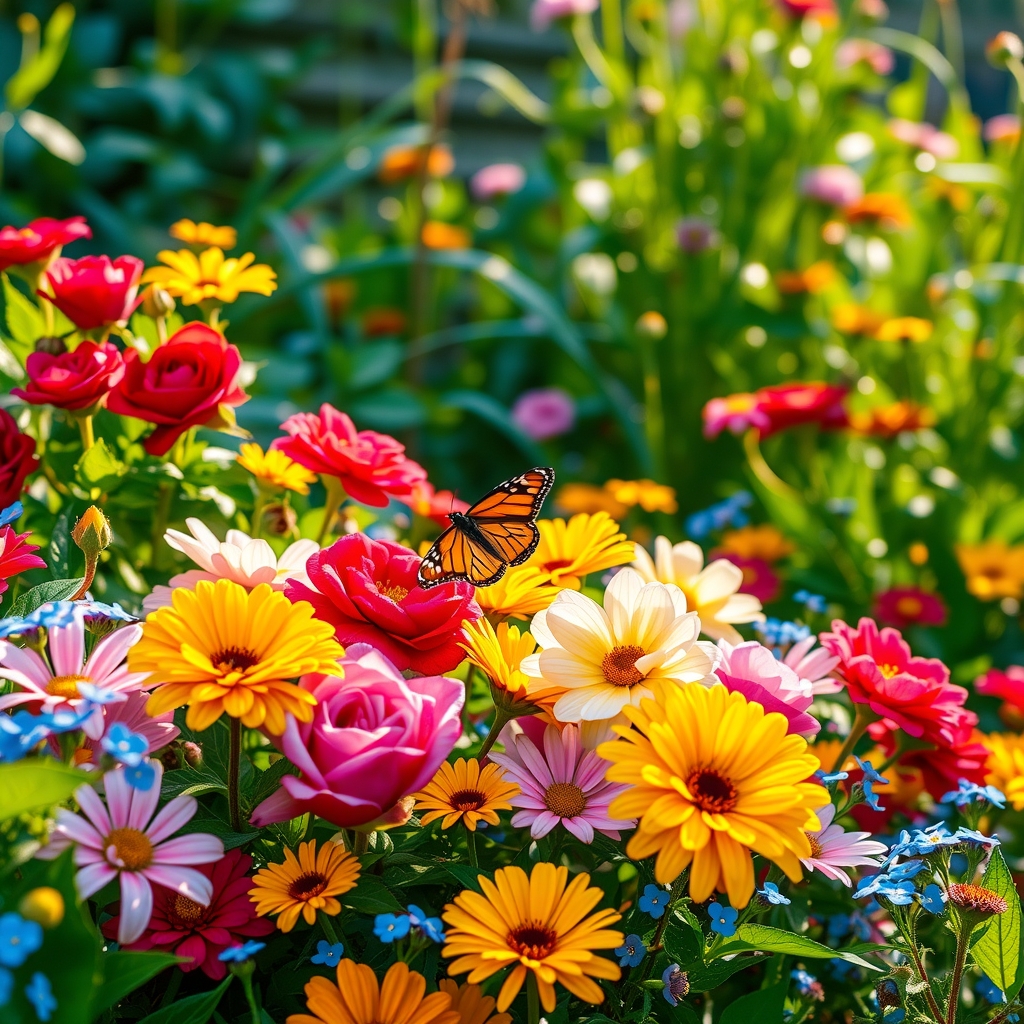 Vibrant Garden of Colorful Blossoms – free AI stock image