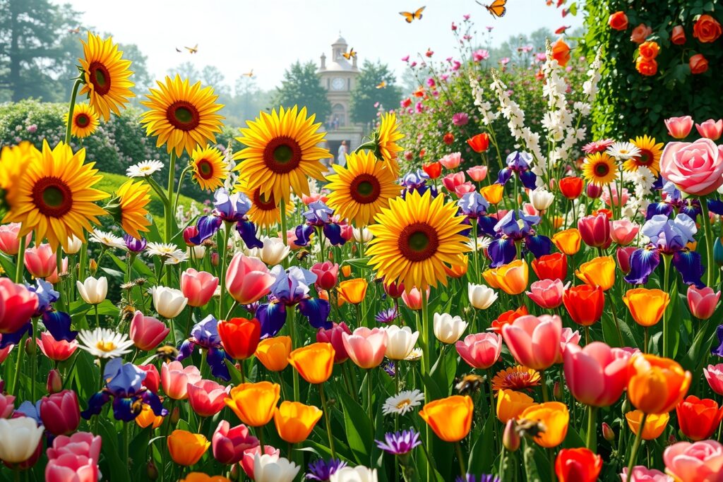 A Vibrant Garden of Colorful Flowers – free AI stock image
