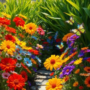 A Vibrant Garden of Colorful Flowers – free AI stock image