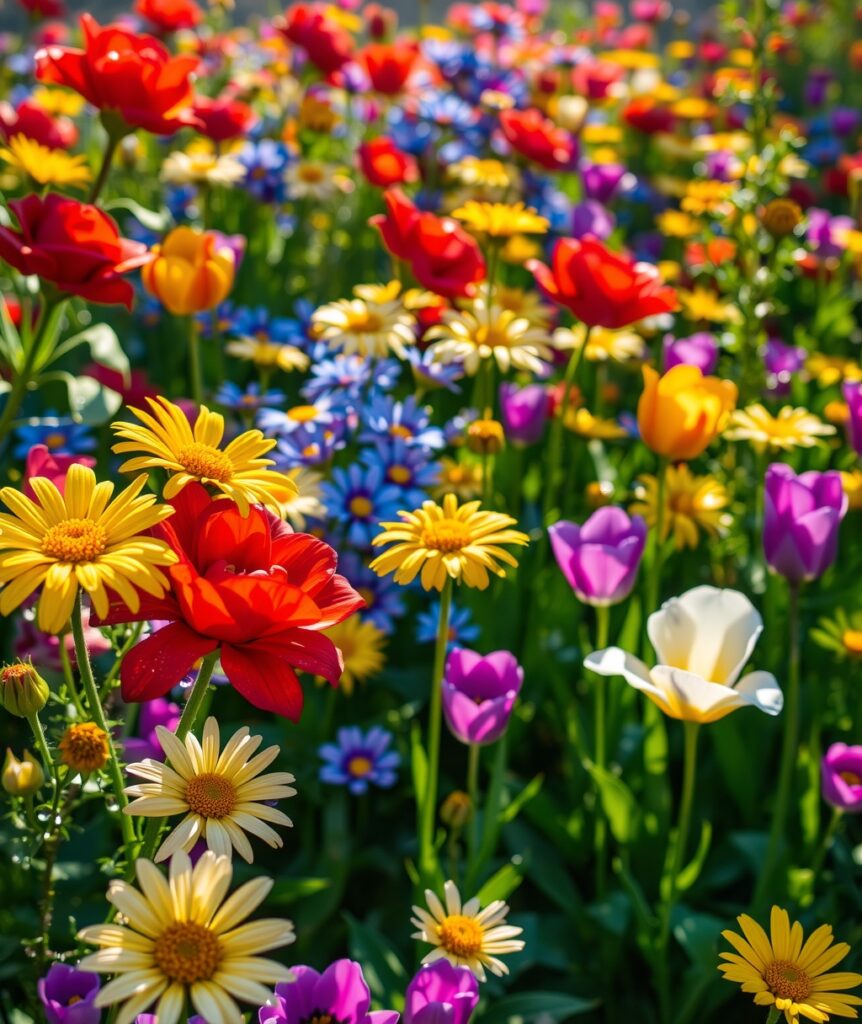 A Vibrant Garden of Colorful Flowers – free AI stock image