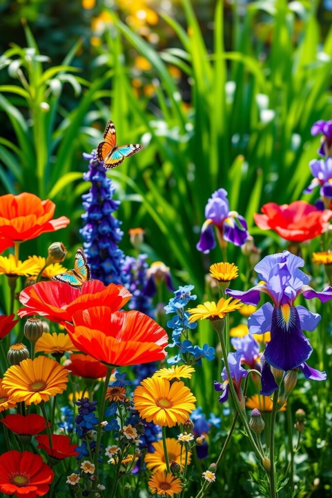 Vibrant Garden of Colorful Flowers – free AI stock image