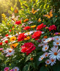 Vibrant Garden of Colorful Flowers – free AI stock image