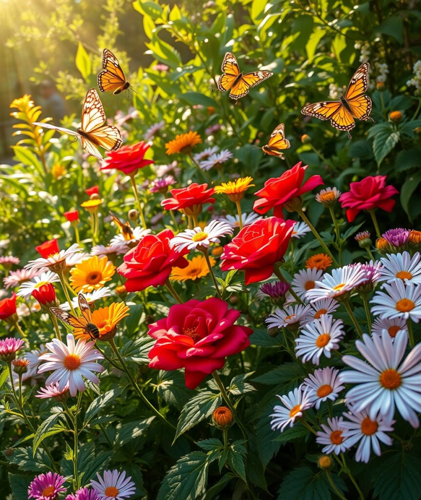 Vibrant Garden of Colorful Flowers – free AI stock image
