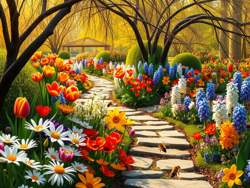 Vibrant Garden of Colorful Flowers – free AI stock image