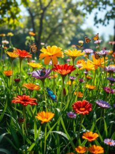 Vibrant Garden of Exotic Flowers – free AI stock image
