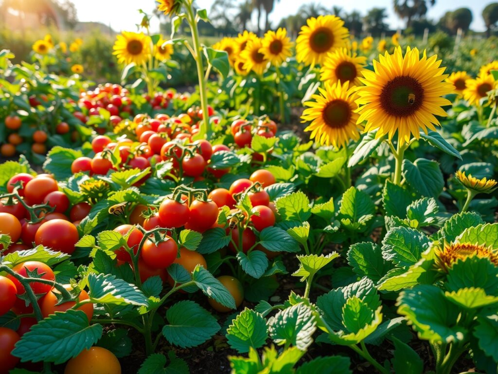 Vibrant Garden of Fresh Fruits and Vegetables – free AI stock image