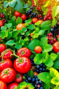 Vibrant Garden of Fresh Fruits and Vegetables – free AI stock image