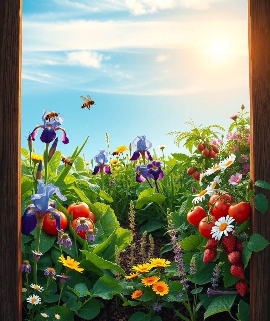 Vibrant Garden of Fresh Vegetables and Fruits – free AI stock image