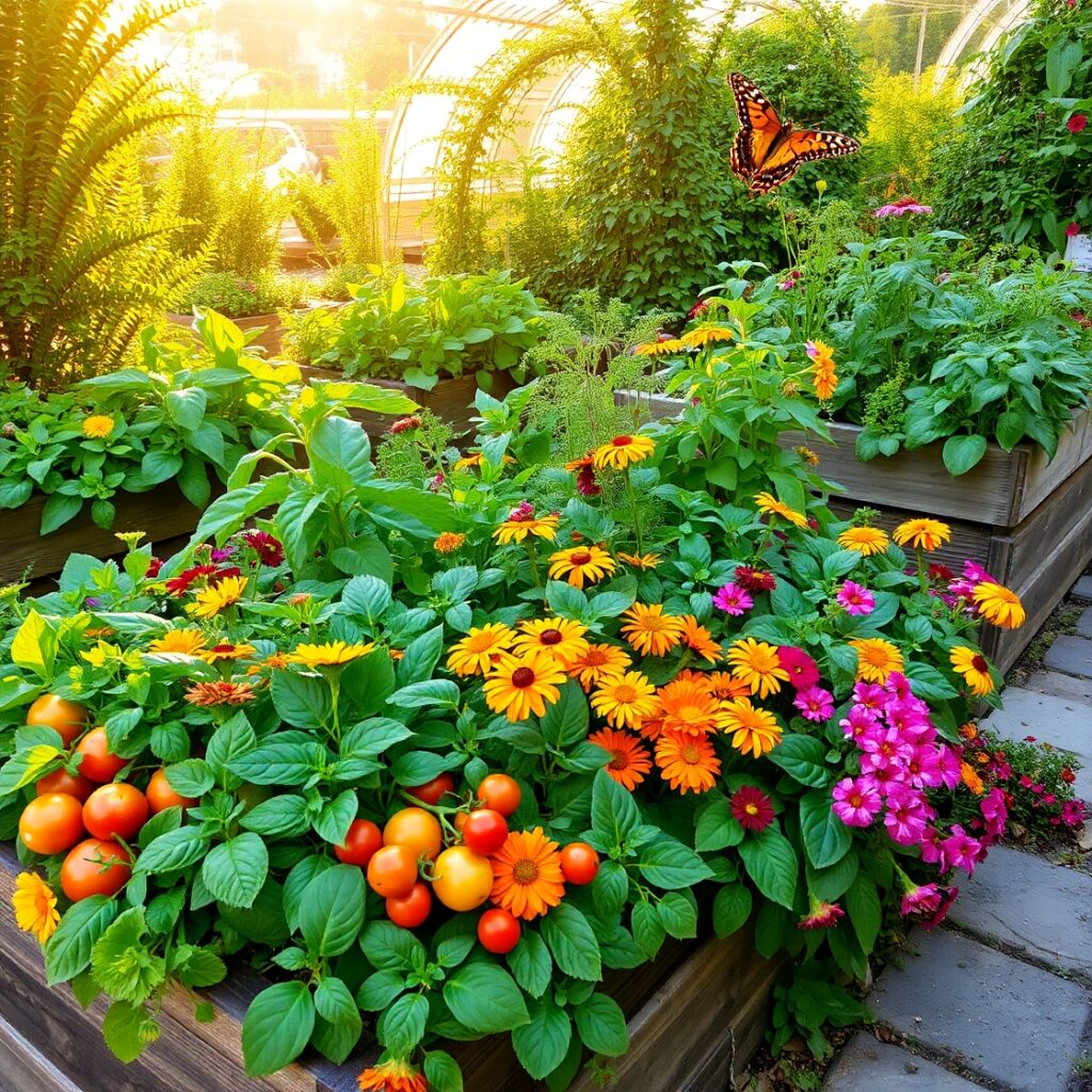 Vibrant Garden of Fresh Vegetables and Herbs – free AI stock image