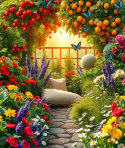 Vibrant Garden of Health and Wellness – free AI stock image
