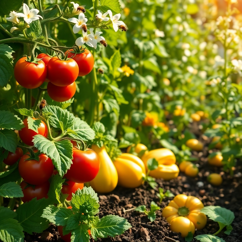 Vibrant Garden of Healthy Vegetables and Herbs – free AI stock image
