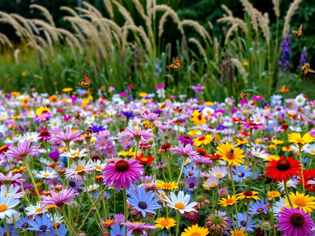 Vibrant Garden of Wildflowers in Bloom – free AI stock image