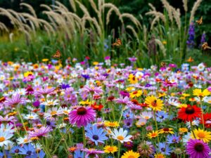Vibrant Garden of Wildflowers in Bloom – free AI stock image