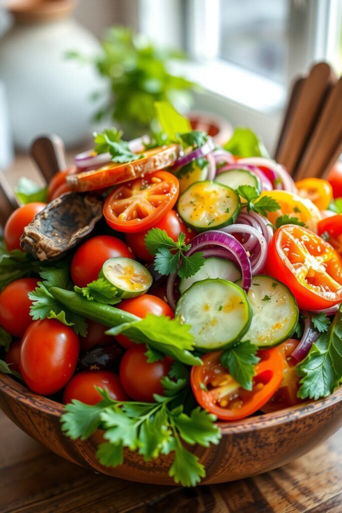 Vibrant Garden Salad with Fresh Ingredients – free AI stock image