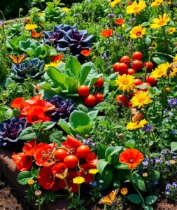 Vibrant Garden with Fresh Vegetables and Herbs – free AI stock image