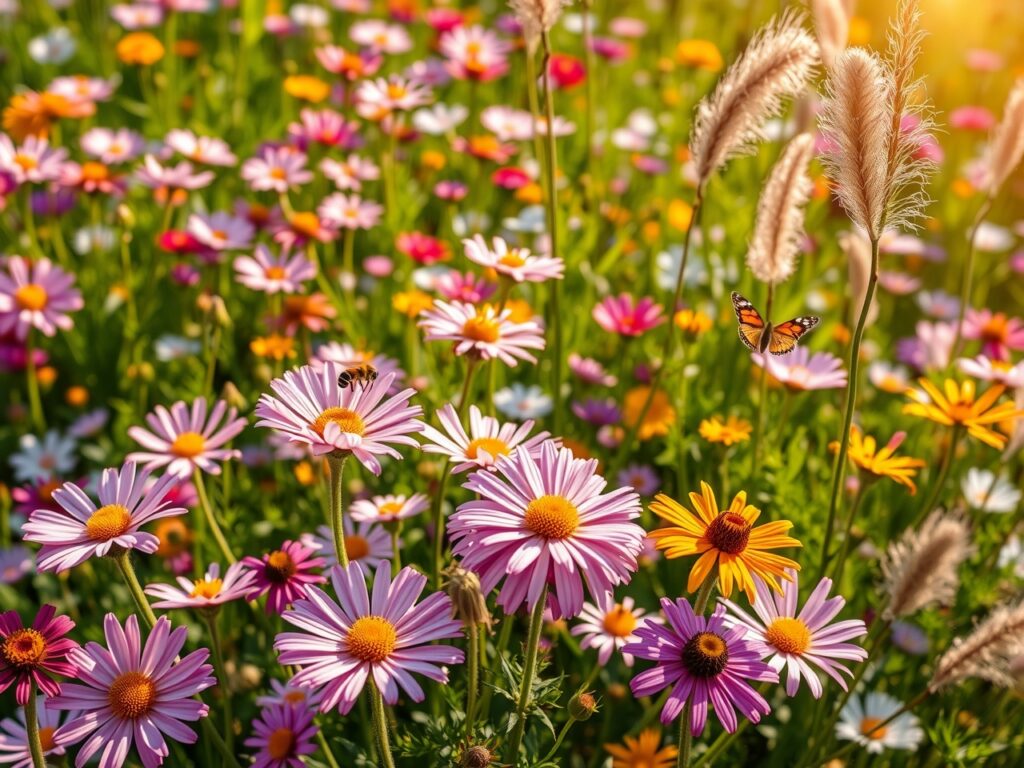 Vibrant Garden with Wildflowers in Bloom – free AI stock image