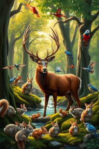 A Vibrant Gathering of Forest Animals – free AI stock image